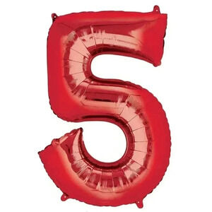 Number 5 RED SHAPE BALLOON for Birthday Party or other